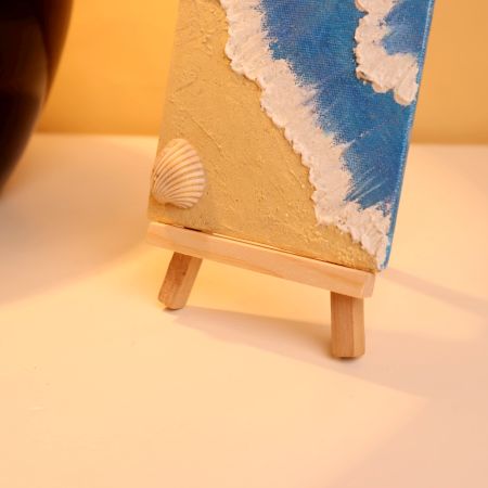 Beautiful Mini Beach Canvas Painting with Shell and Texture